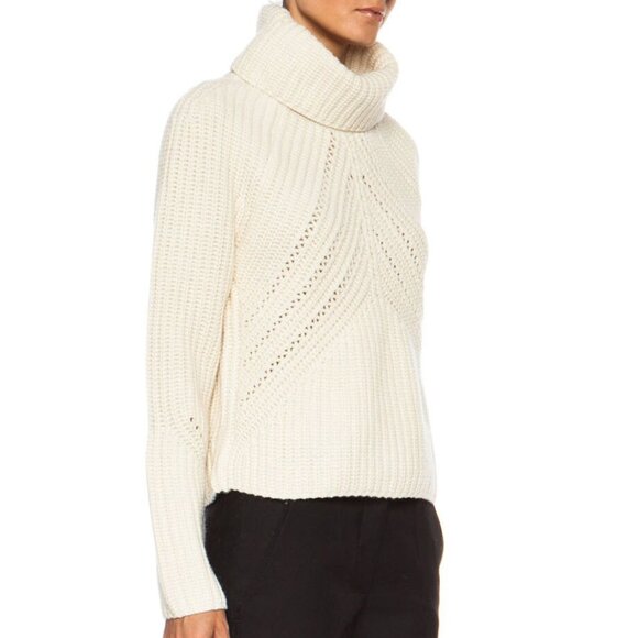 RAG & BONE CeCe Funnel Neck 100% Wool Pullover Ivory Beige Cream M $549 - Picture 4 of 13